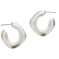 Thick Silver Slightly Squared Off Hoop Earrings