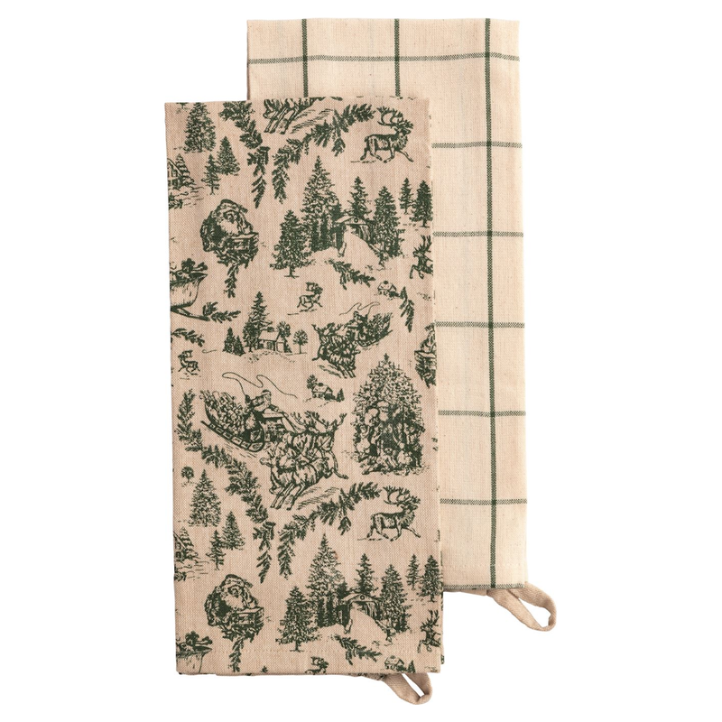 Toile White Christmas Towel Set