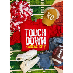 Youth Touchdown Kansas City Distressed Crewneck Sweatshirt