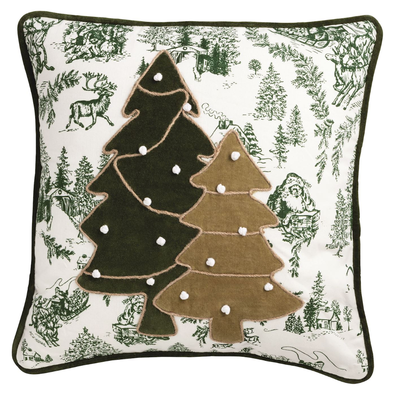 Tree Green Toile Pillow