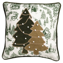 Tree Green Toile Pillow