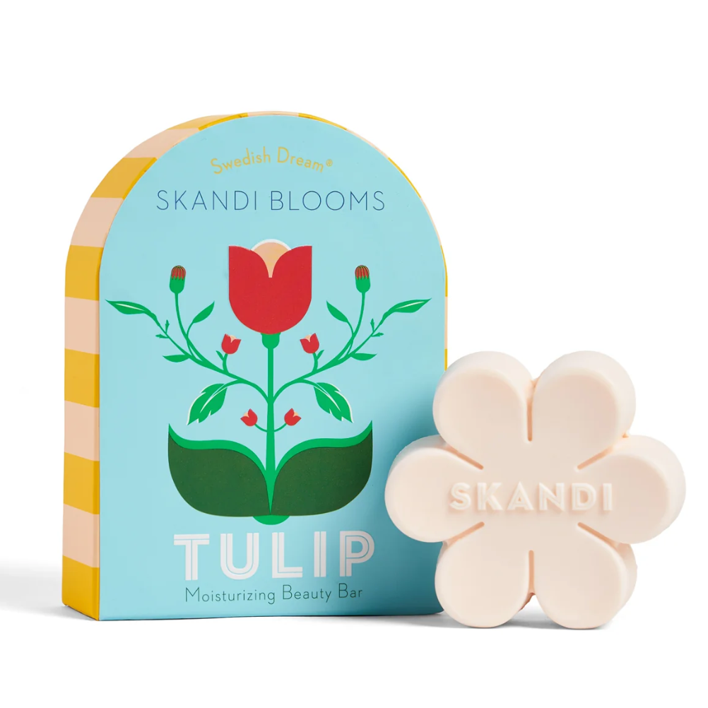 


Skandi Blooms Tulip moisturizing beauty bar with packaging on a white background