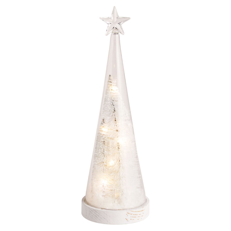 Two White Trees Light-Up Tree Scene Sitter