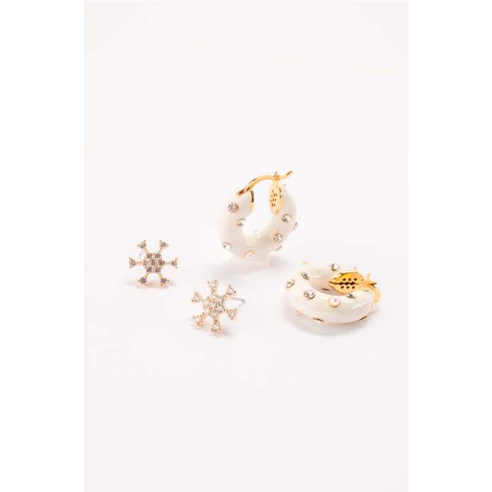Enamel Holiday Hoop Duet-White