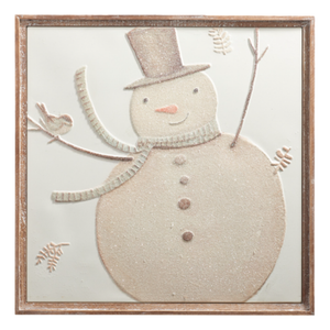 Whimsical Snowman Stamped Wall Art