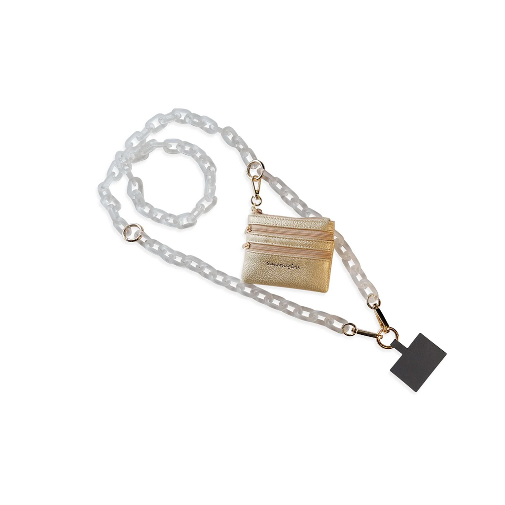 White Chain with Golden Pouch