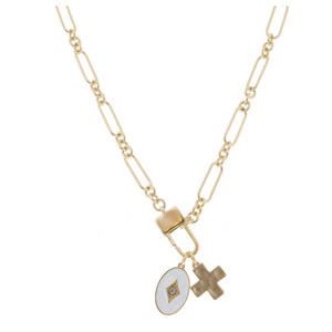 White Enamel Cross Necklace