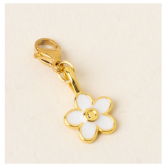 White Flower Gold Charm 