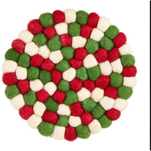 White green and red trivet