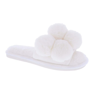 White Pom Slippers