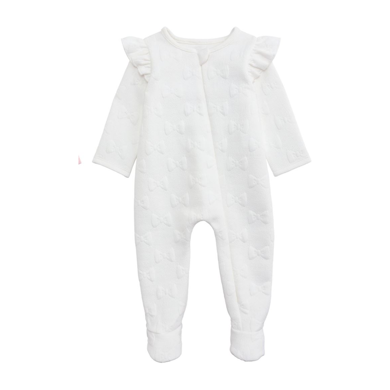 White Quilted Bow Sleeper