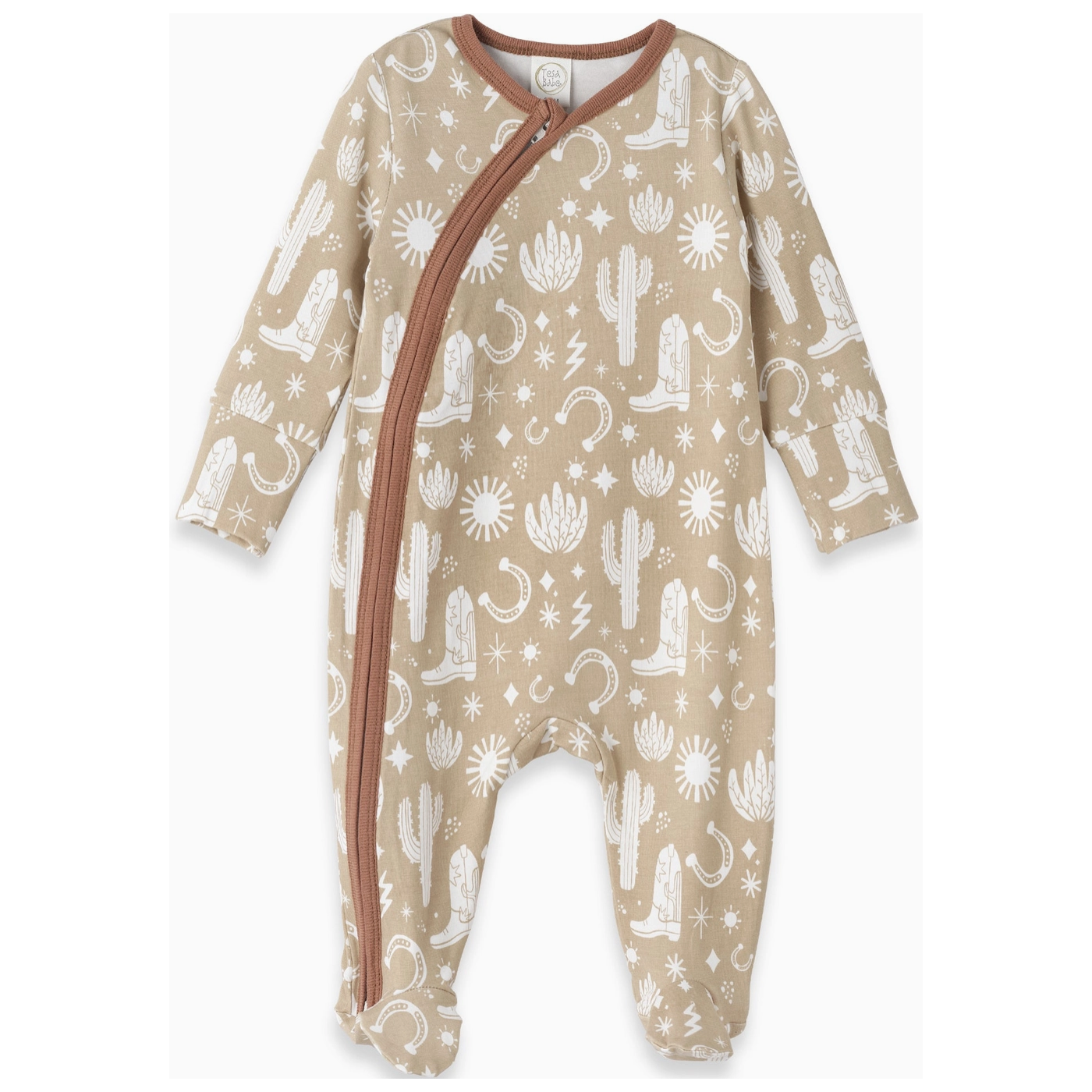 Wild West/Brown Bamboo Zipper Romper