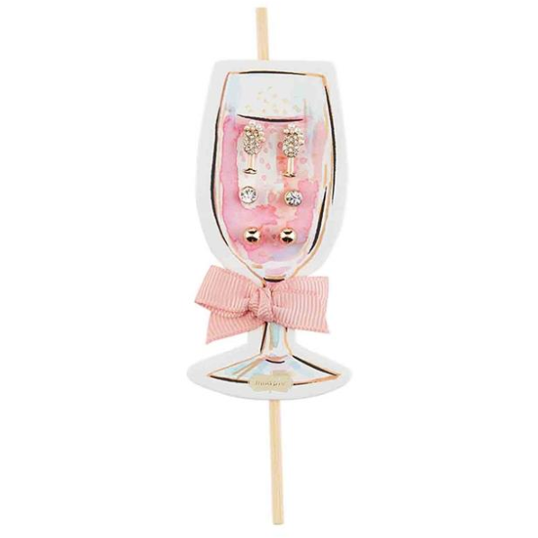 White Wine Drink Icon Earrings