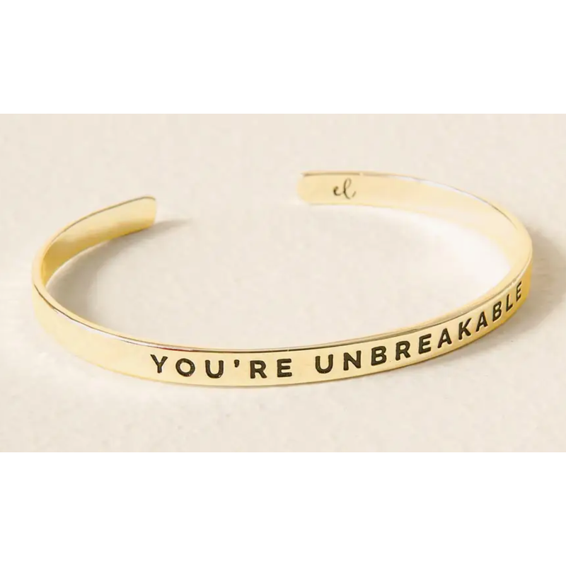 You're Unbreakable Cuff Bracelet in Gold.