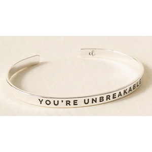 You're Unbreakable Cuff Bracelet in Silver