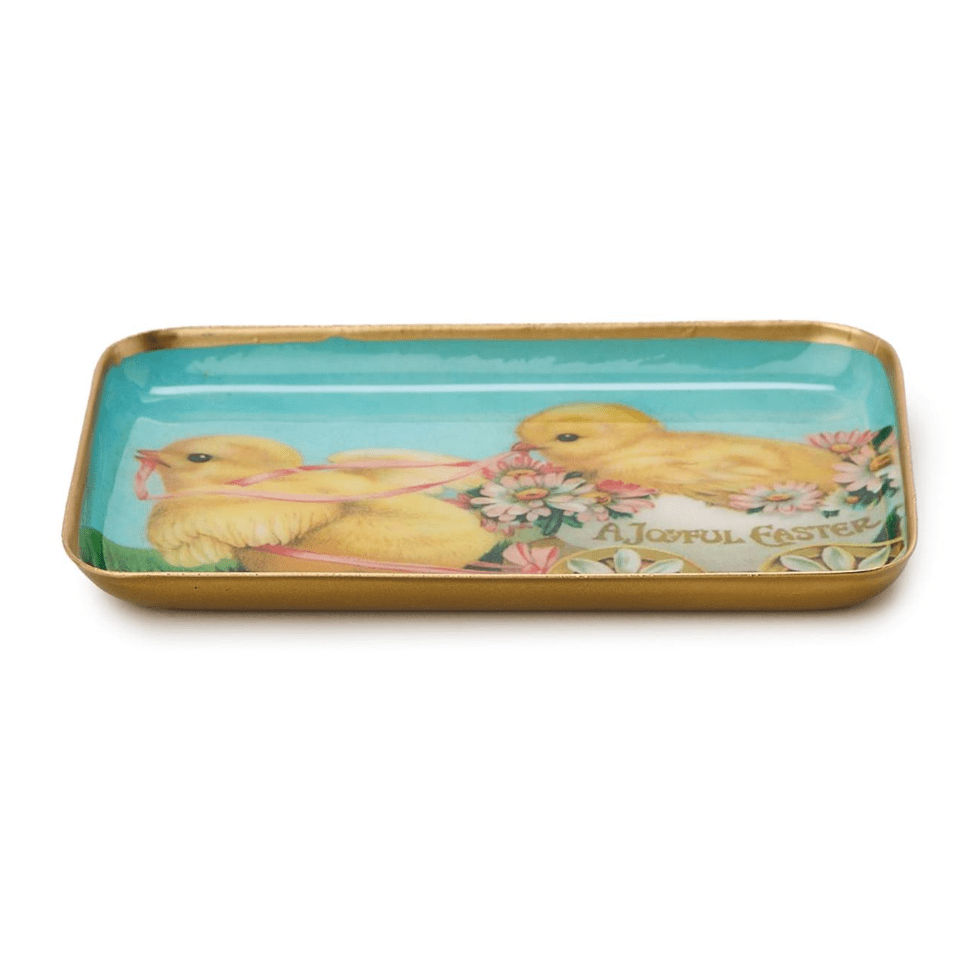 A Joyful Easter Metal Tray - White Farmhouse Flowers