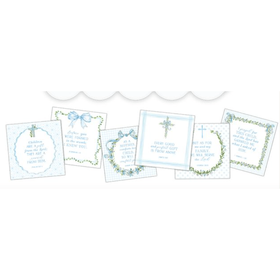 Acrylic Frame with Baby Blue Scripture Cards - White Farmhouse Flowers