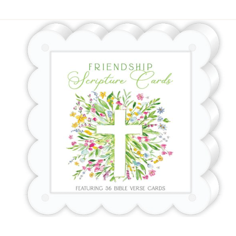 Acrylic Frame with Friendship Spring Flowers Scripture Cards - White Farmhouse Flowers