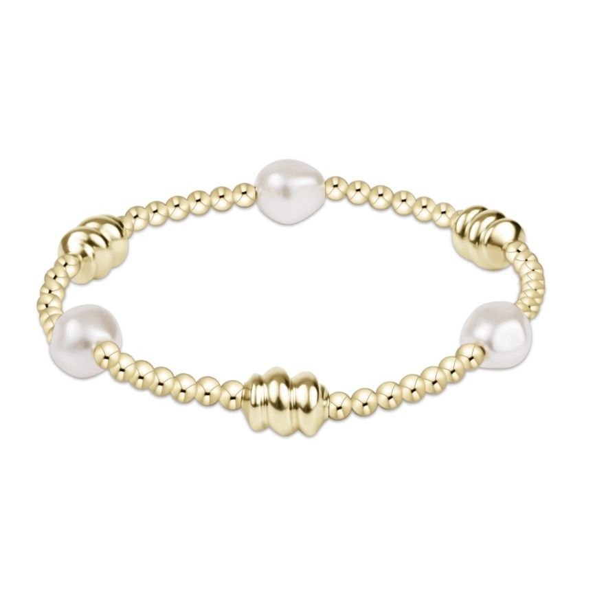 admire gold & admire pearl 3mm gold bracelet - White Farmhouse Flowers