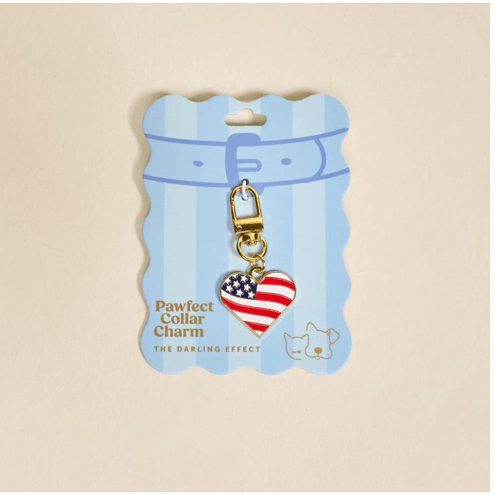 Americana Heart Pawfect Collar Charm - White Farmhouse Flowers