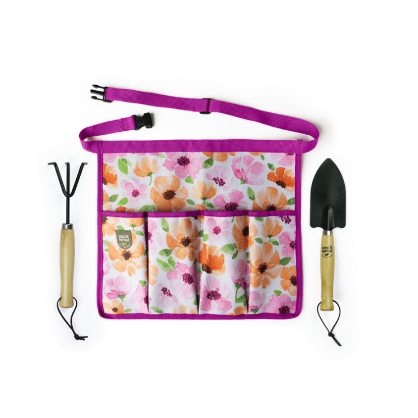 August Bloom 3 Piece Gardening Set - White Farmhouse Flowers