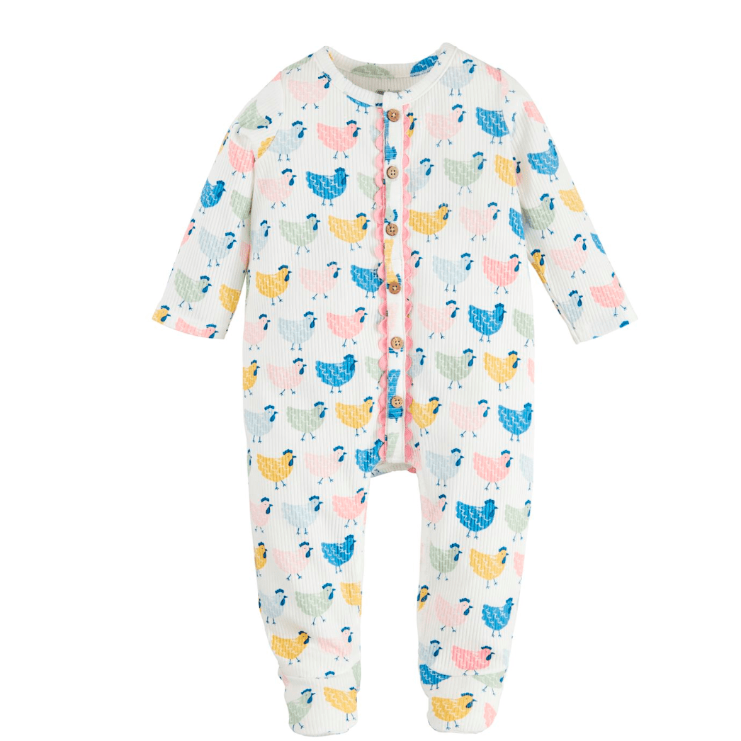 Baby Chicken Sleeper - White Farmhouse Flowers