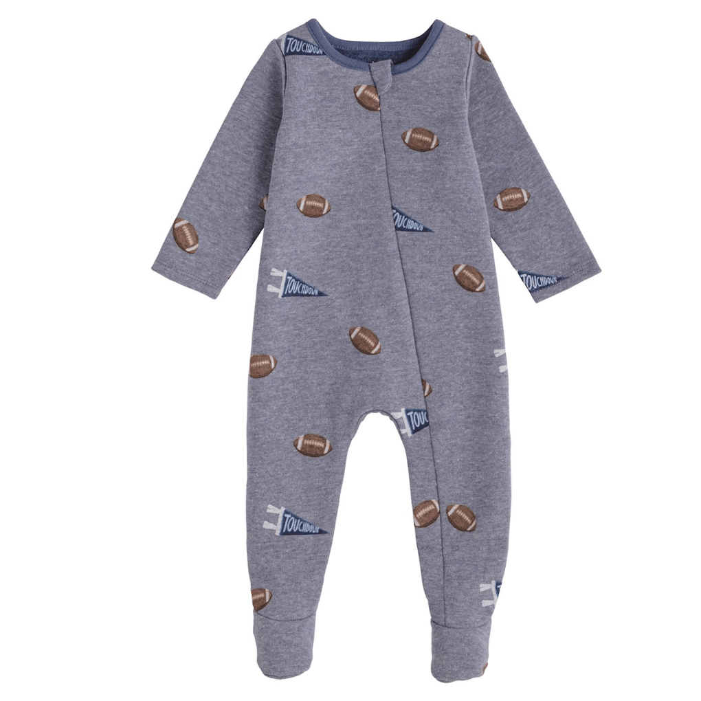 Baby Football Sleeper - White Farmhouse Flowers