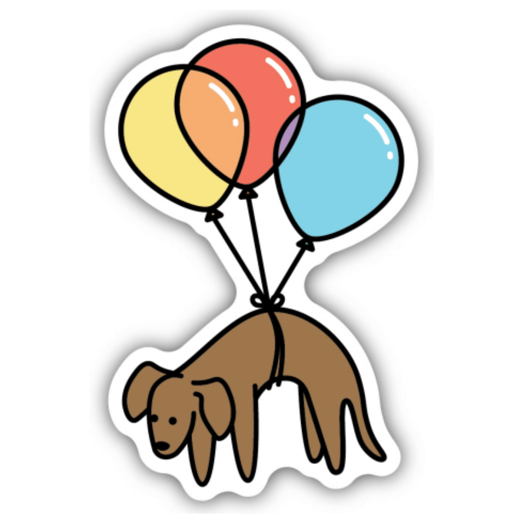Balloon Dachshund Sticker - White Farmhouse Flowers