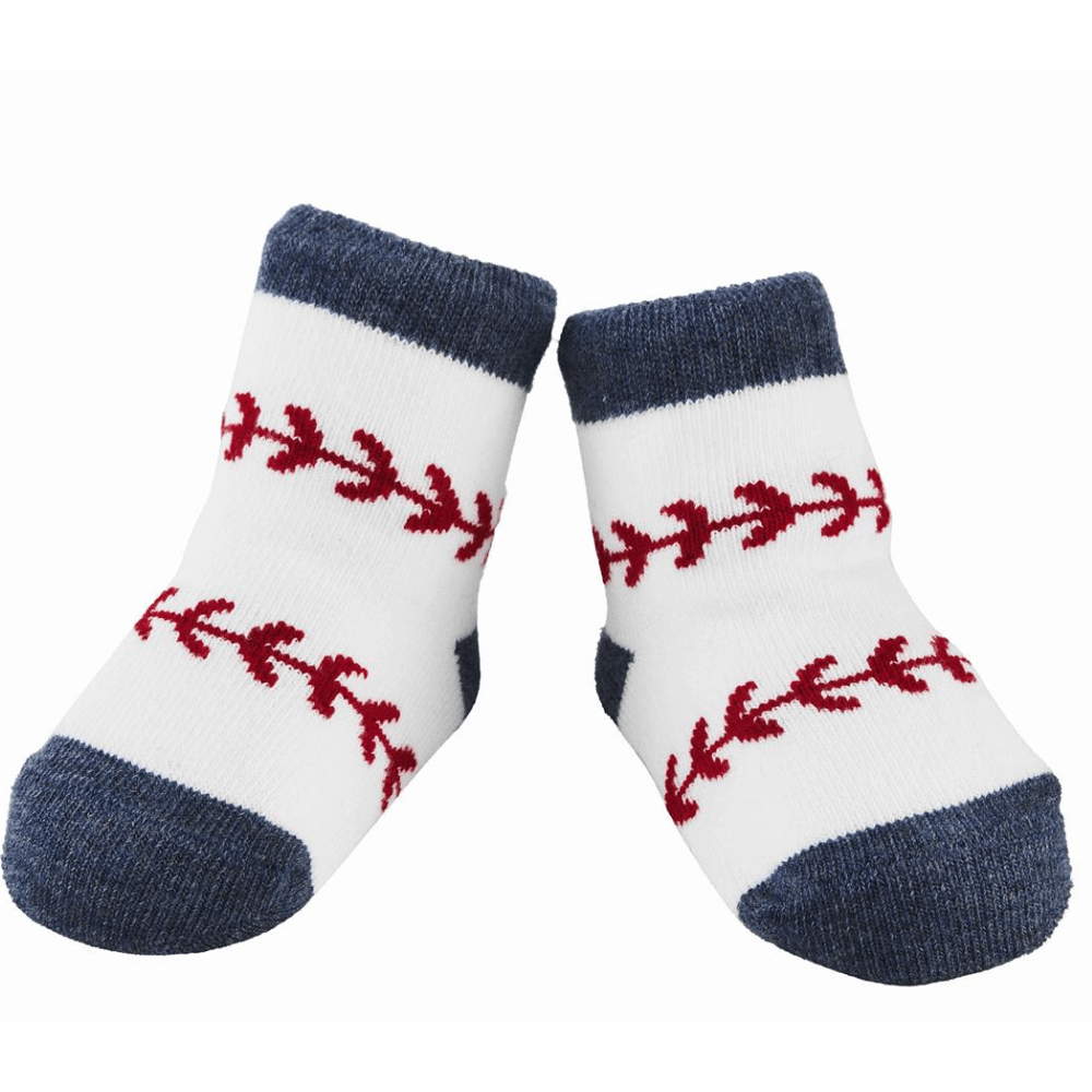 Baseball Baby Socks - White Farmhouse Flowers