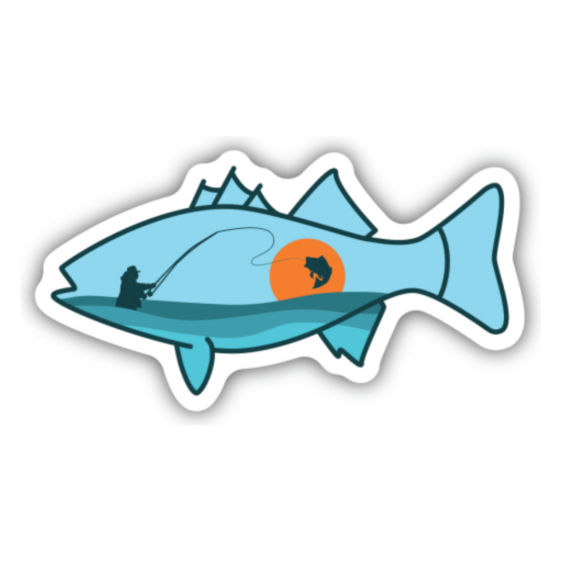Bass Fisherman Sticker - White Farmhouse Flowers