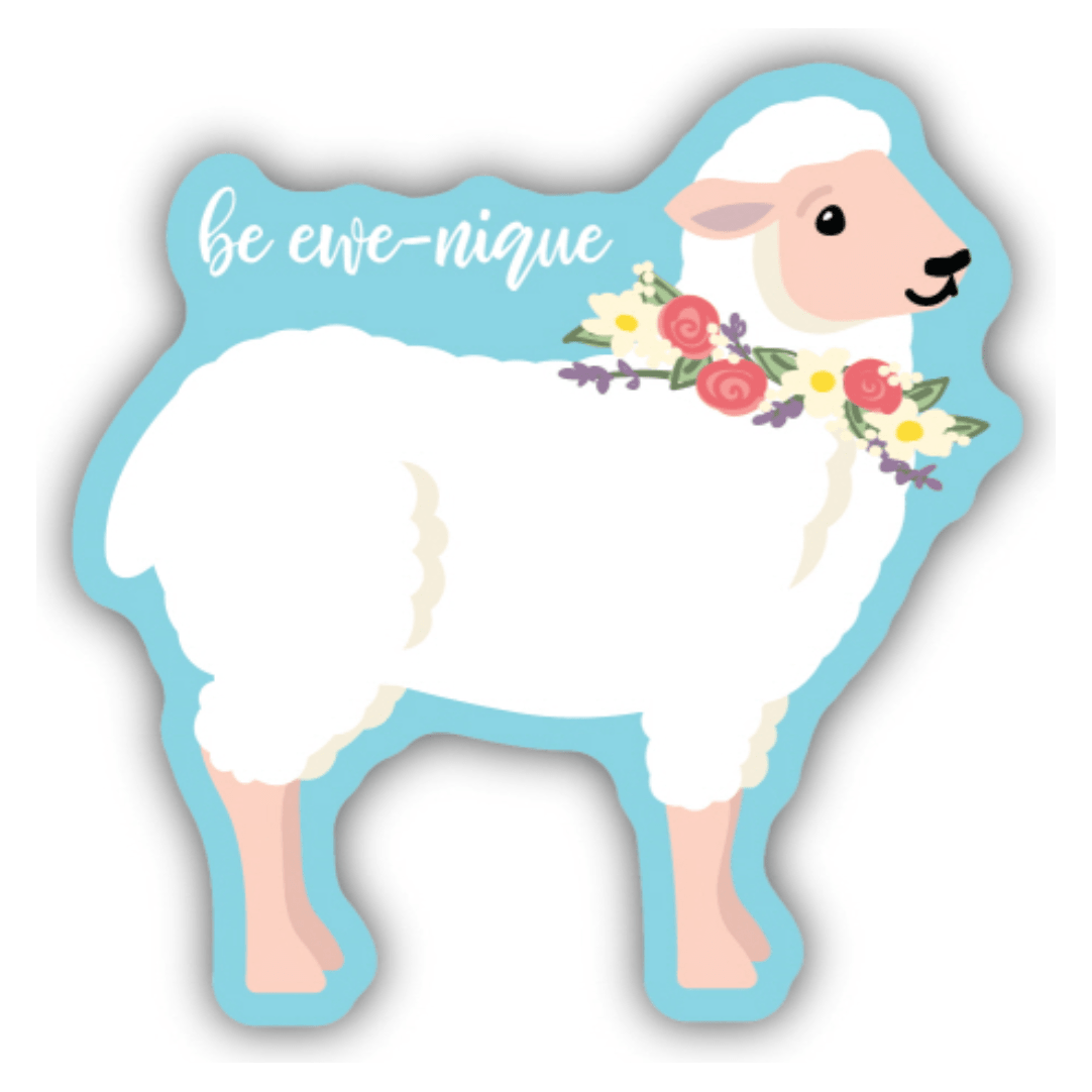 Be Ewe - Nique Floral Sheep Sticker - White Farmhouse Flowers