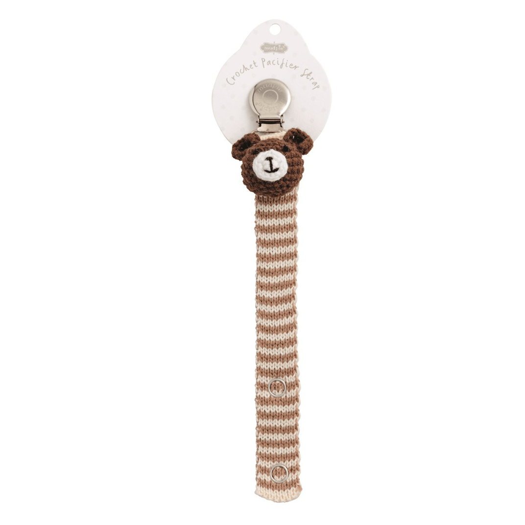 Bear Crochet Pacifier Strap - White Farmhouse Flowers