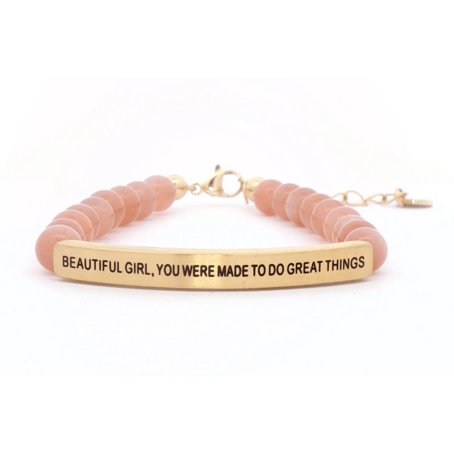 Beautiful Girl, You Were Made to do Great Things Sunstone Bracelet - White Farmhouse Flowers