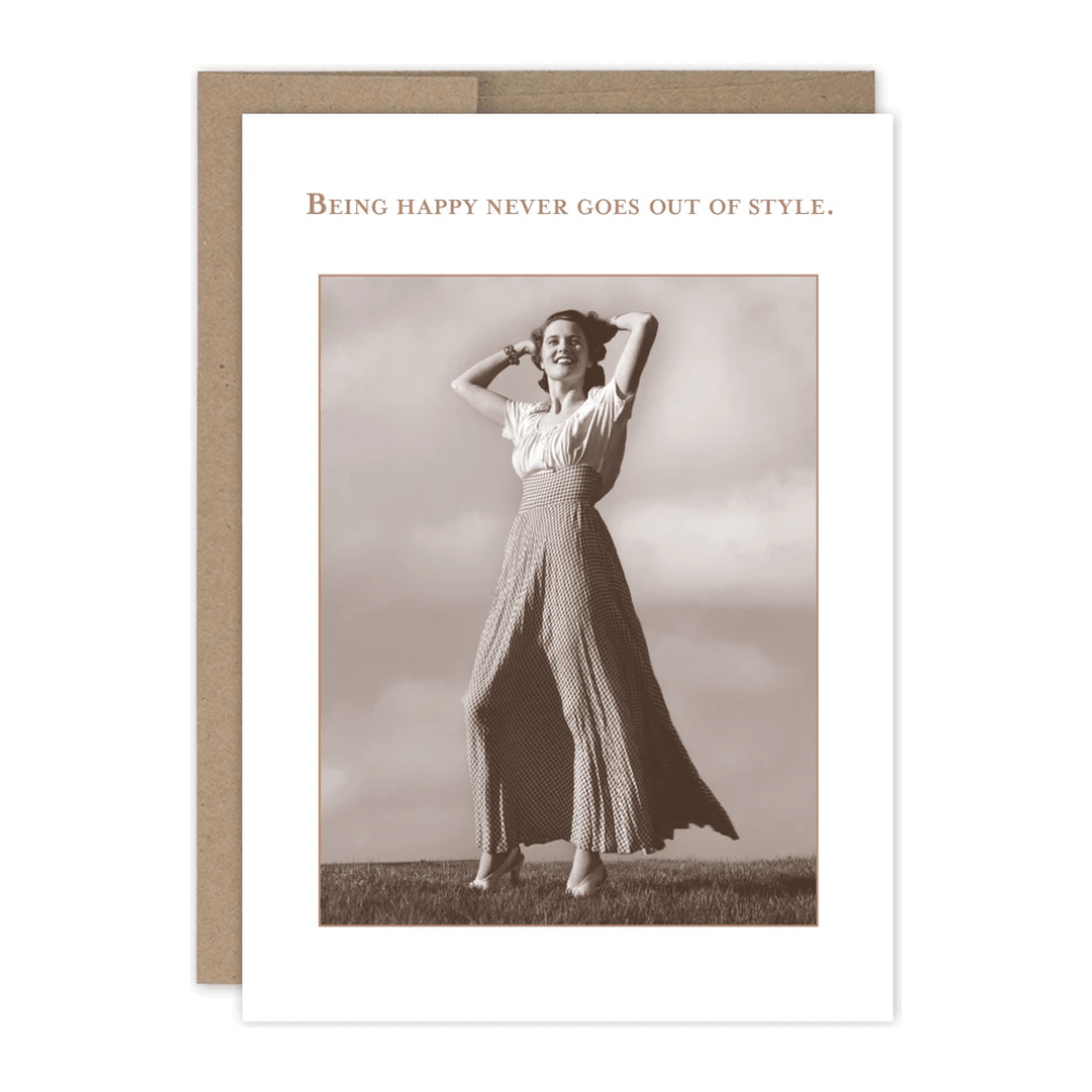Being Happy Never Goes Out of Style Birthday Card SM765 - White Farmhouse Flowers