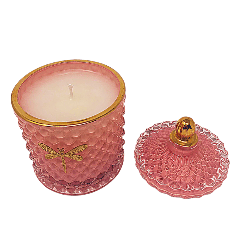 Bella Candle - Blush & Gold - Scent: Sea Salt + Orchid - White Farmhouse Flowers
