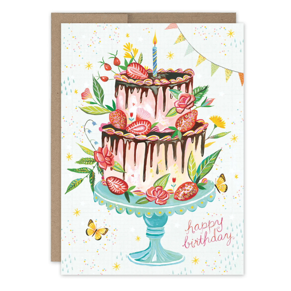 Birthday Cake Birthday Card KD011 - White Farmhouse Flowers