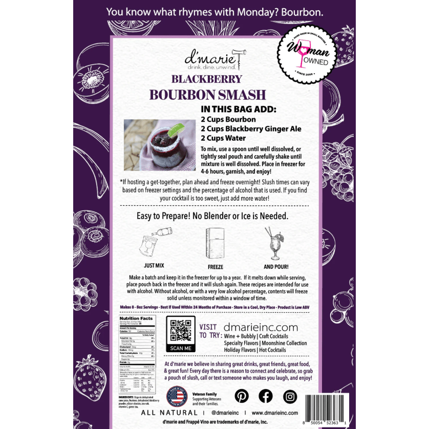 Blackberry Bourbon Cocktail Mix – Ready to Freeze | Parkville MO Gift - White Farmhouse Flowers
