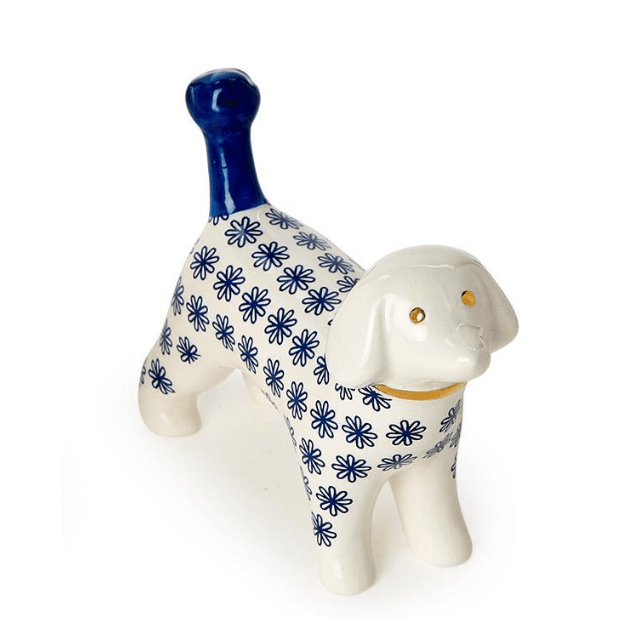 Blue Dog Ceramic Ring Holder - White Farmhouse Flowers