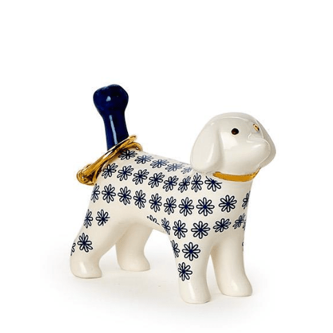 Blue Dog Ceramic Ring Holder - White Farmhouse Flowers