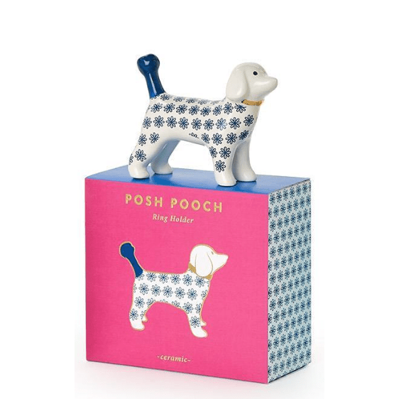 Blue Dog Ceramic Ring Holder - White Farmhouse Flowers