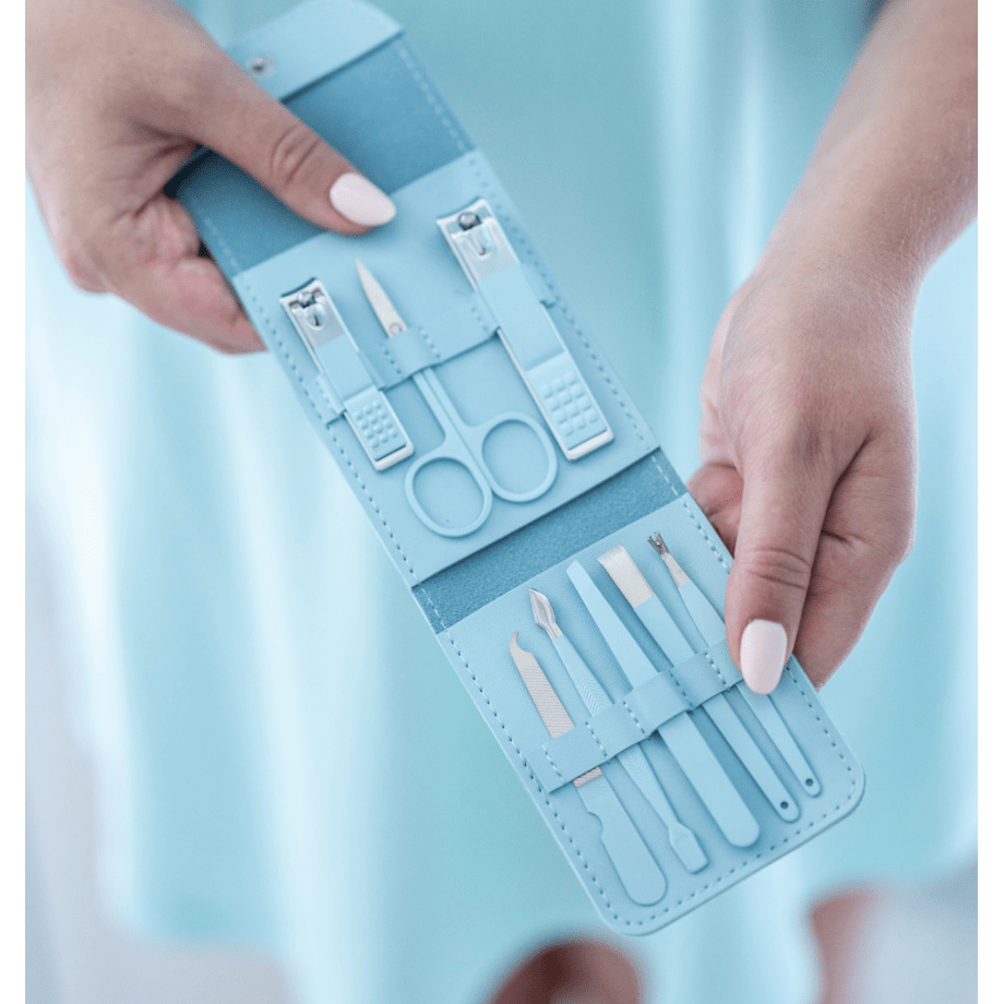 Blue File it Away Nail Care Kit - White Farmhouse Flowers