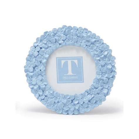 Blue Hydrangea Round Picture Frame - White Farmhouse Flowers