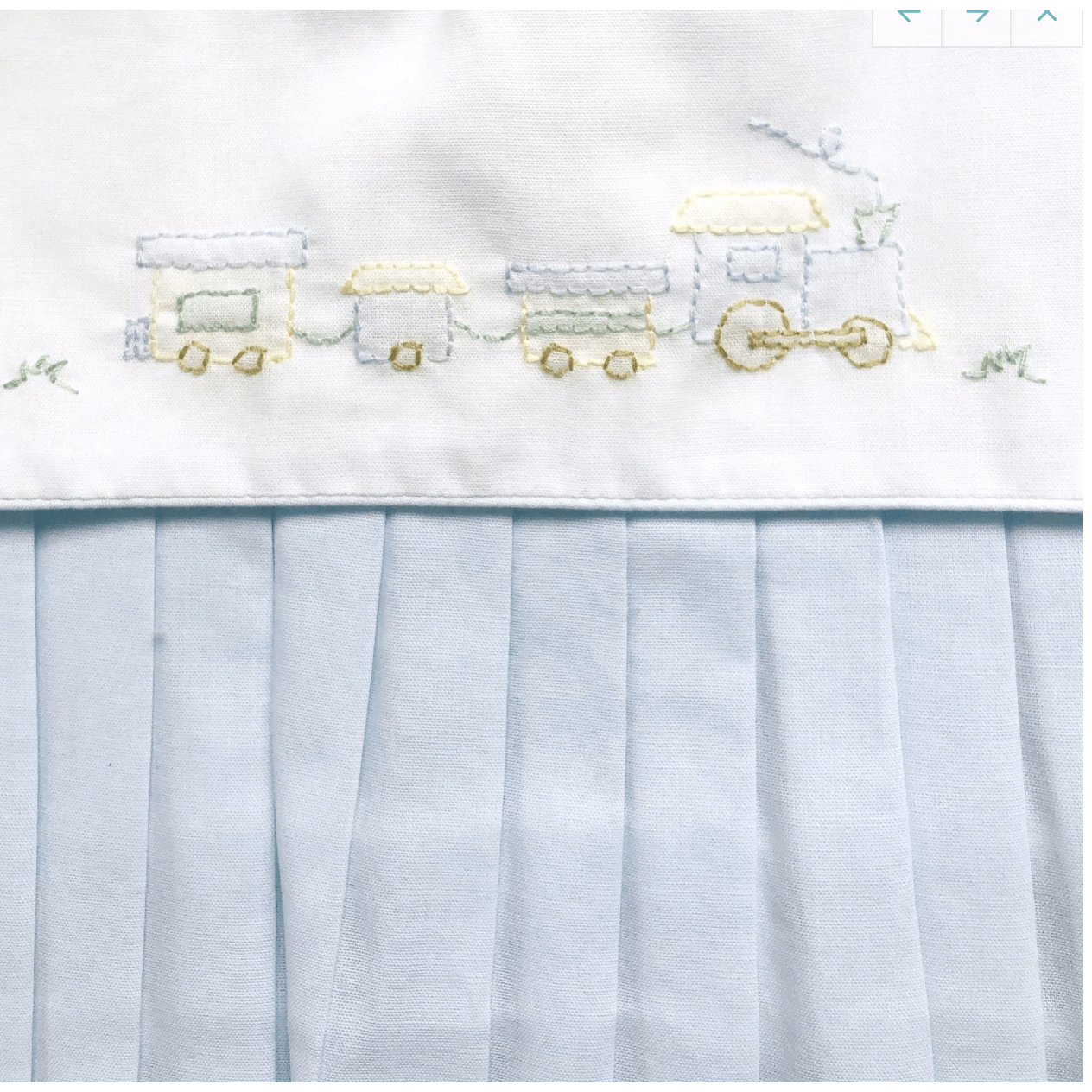 Blue Romper and Hat With Train Embroidery - White Farmhouse Flowers