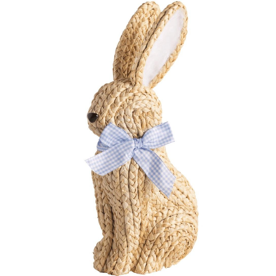 Blue Woven Bunny Sitter - White Farmhouse Flowers