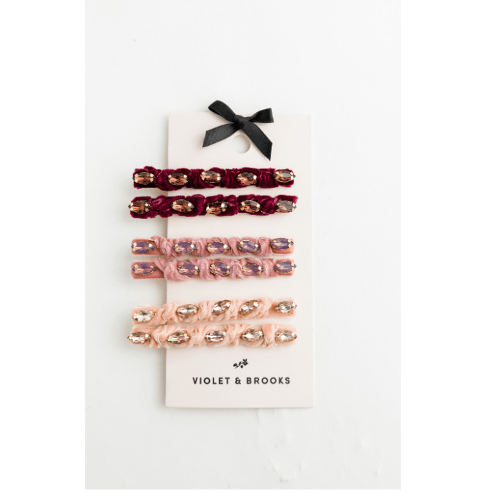 Blush Knotted Velvet Clips - White Farmhouse Flowers