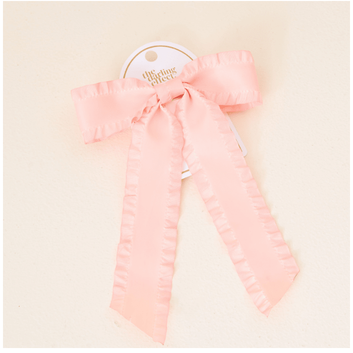 Blush Ruffle Hair Bow - White Farmhouse Flowers