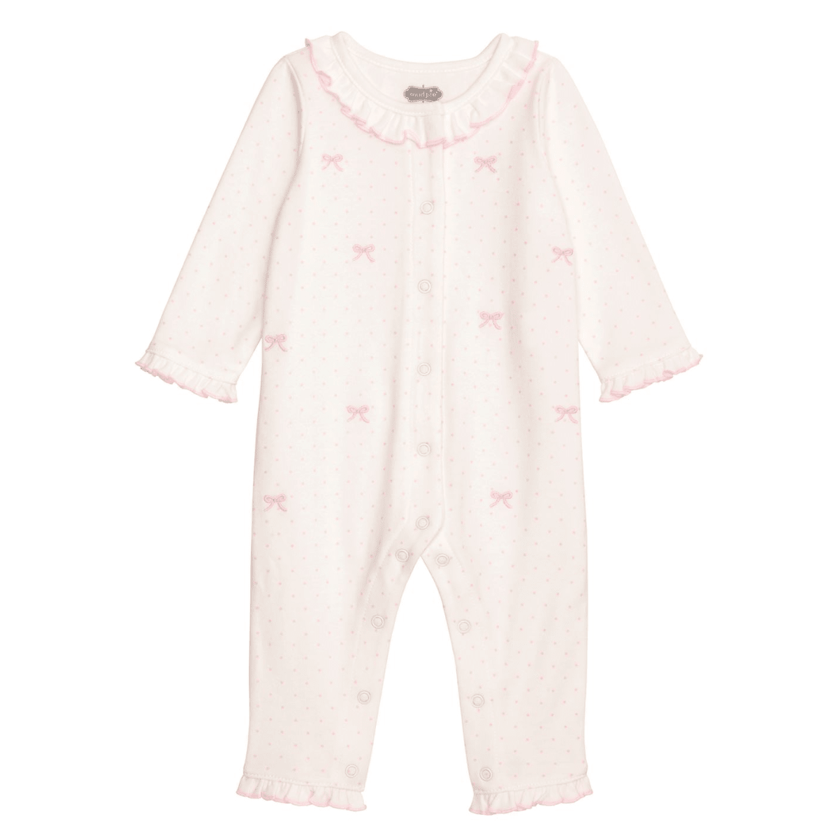 Bow One - Piece Baby Outfit - White Farmhouse Flowers