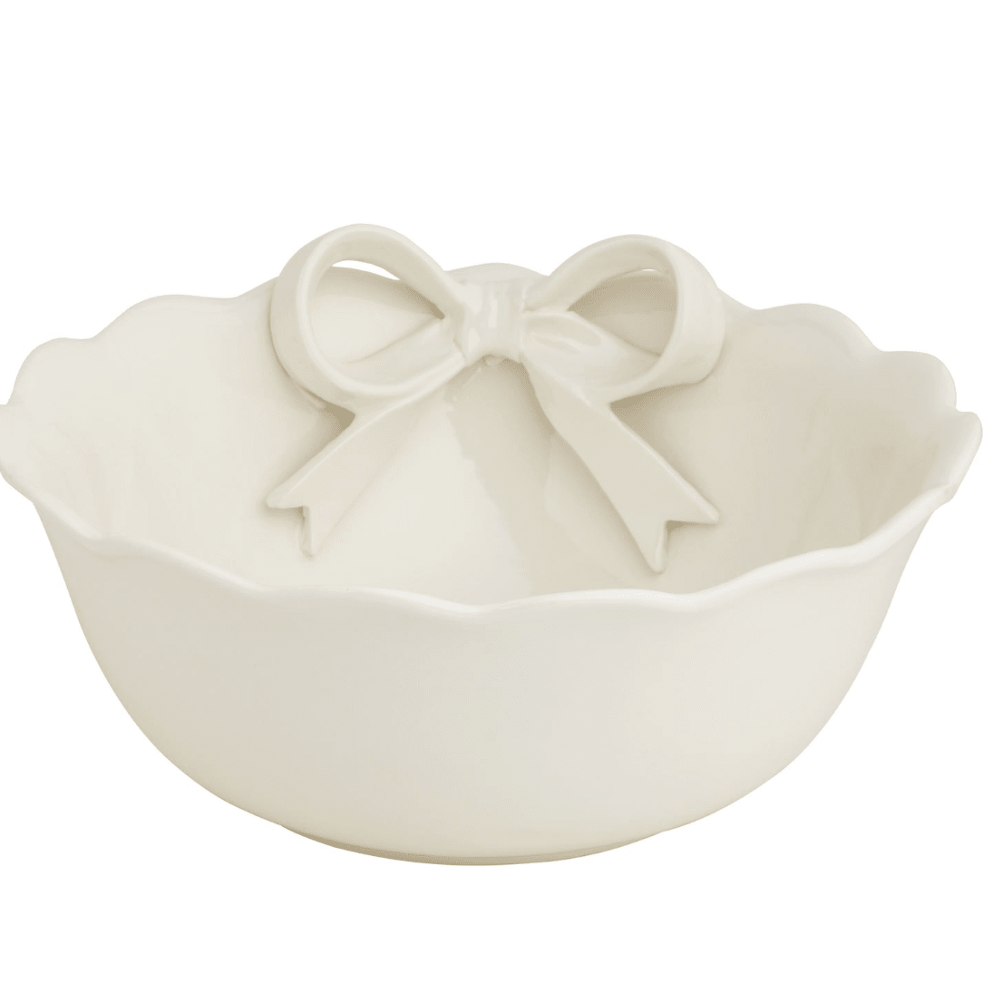 Bow Serving Bowl - White Farmhouse Flowers