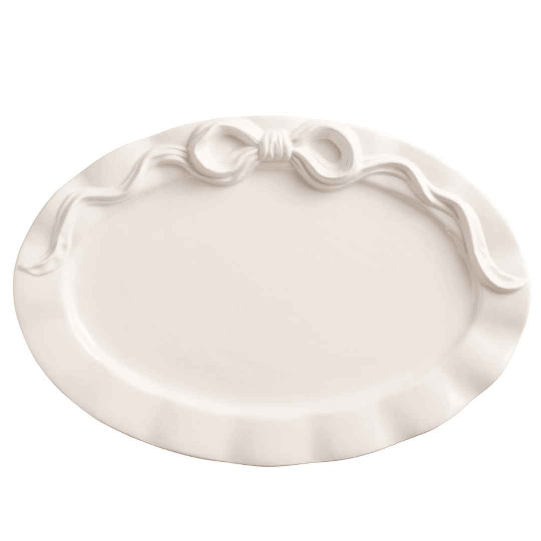 Bow Serving Platter - White Farmhouse Flowers
