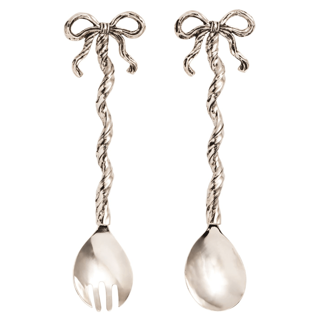 Bow Serving Utensil Set - White Farmhouse Flowers